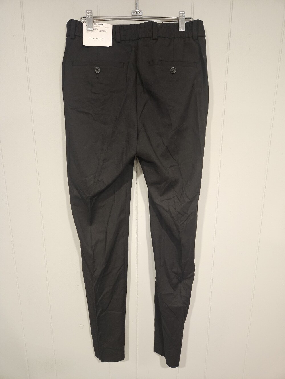 Kenneth Cole Mens 29x32 Bkack Slim Fit Dress Pants Flat Front Elastic Waist NWT